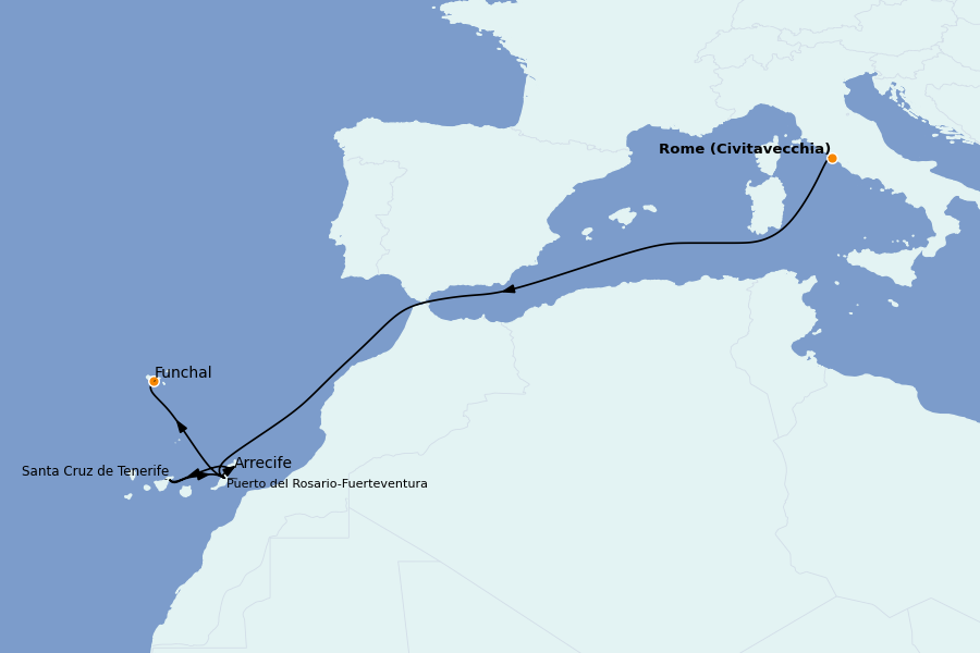 Itinéraire de la croisière Méditerranée 8 jours à bord du MSC Fantasia