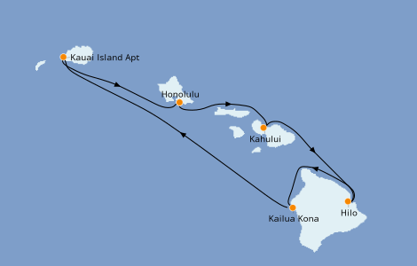 Itinéraire de la croisière Hawaii 7 jours à bord du Pride Of America