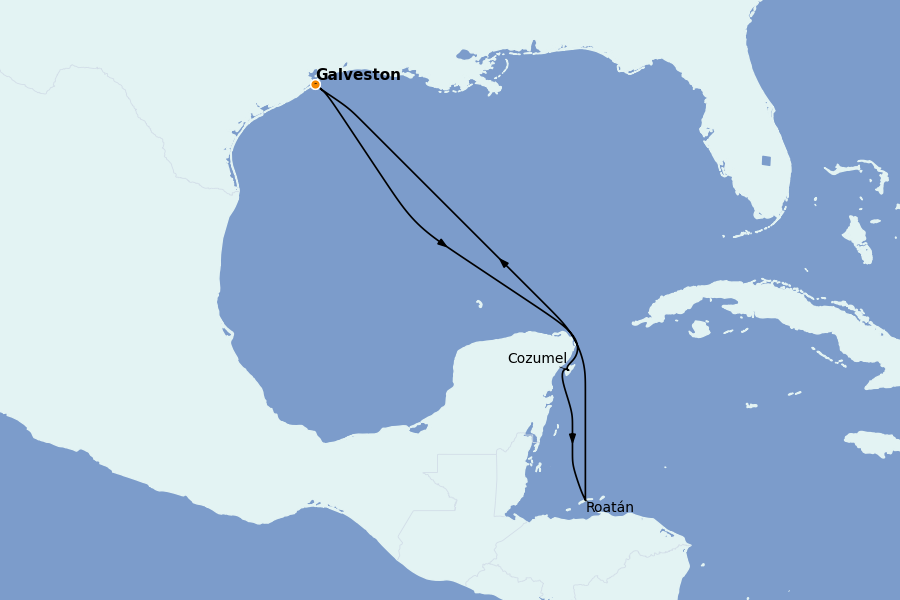 Itinéraire de la croisière Caraïbes de l'Ouest 7 jours à bord du Regal Princess
