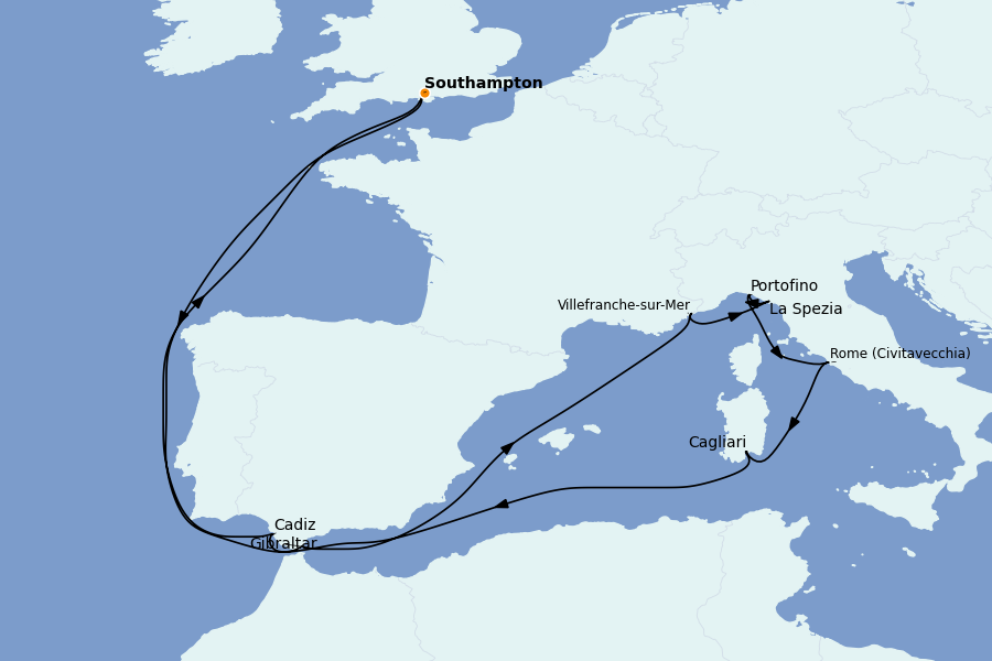 Itinerario del crucero Mediterráneo Occidental 14 días a bordo del Celebrity Apex