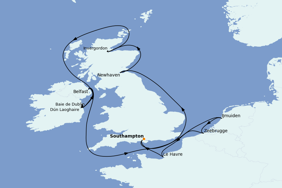Itinéraire de la croisière Mer Baltique - Russie - Mer du Nord 11 jours à bord du Norwegian Dawn