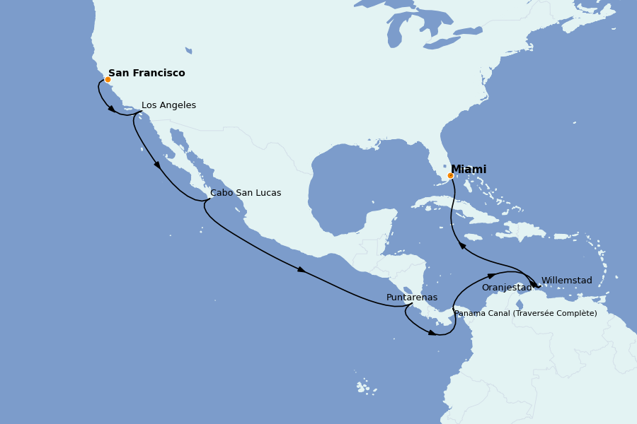Itinéraire de la croisière TRANSATLANTIQUES ET GRANDS VOYAGES 18 jours à bord du Queen Elizabeth