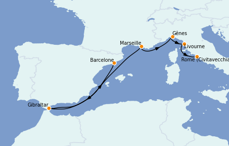 Itinéraire de la croisière Méditerranée 7 jours à bord du Regal Princess