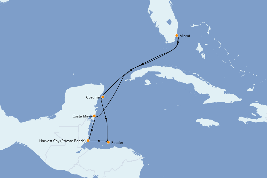 Itinéraire de la croisière Caraïbes de l'Est (Antilles) 7 jours à bord du Norwegian Escape