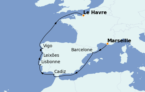 Itinéraire de la croisière Méditerranée 8 jours à bord du Costa Fortuna