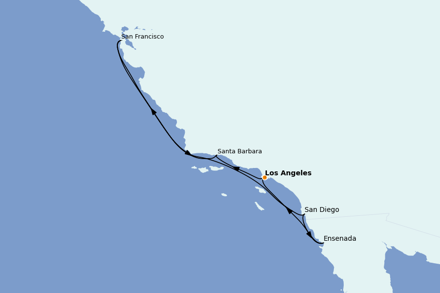 Itinéraire de la croisière Riviera Mexicaine et Amérique Centrale (Côte Pacifique) 7 jours à bord du Emerald Princess