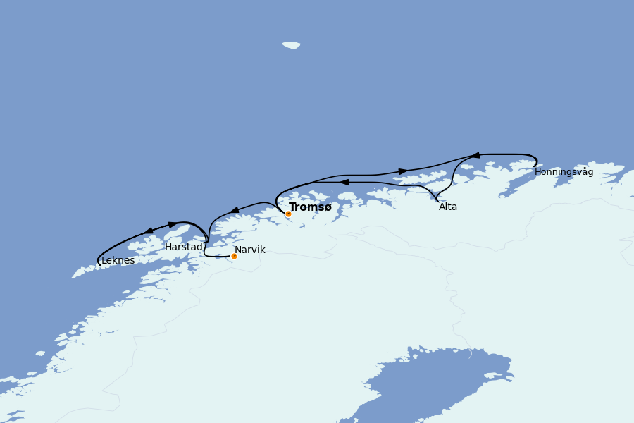Itinerario del crucero Fiordos Noruegos y Escandinavia 8 días a bordo del Le Commandant Charcot