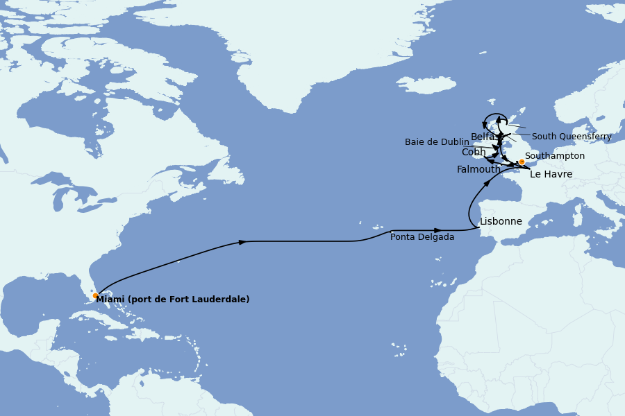 Itinerario del crucero Mediterráneo Occidental 25 días a bordo del Majestic Princess