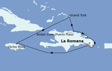 Itinéraire de la croisière Caraïbes de l'Est 7 jours à bord du Costa Pacifica