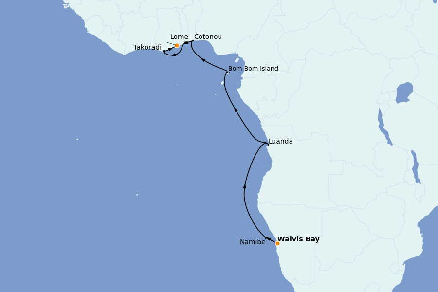 Itinéraire de la croisière OCÉAN INDIEN - AFRIQUE 17 jours à bord du Silver Wind