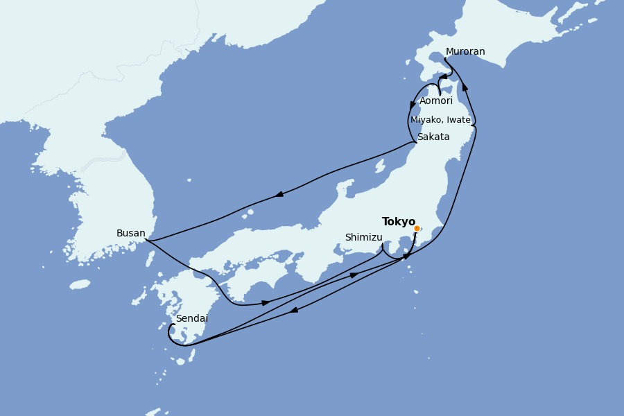 Itinéraire de la croisière Chine, Japon, Hong Kong, Taïwan, Corée du Sud 11 jours à bord du Seven Seas Explorer