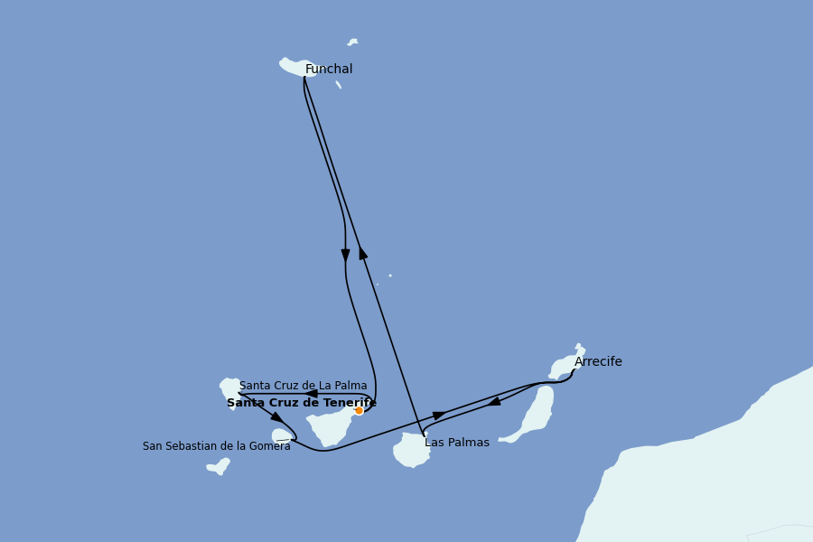 Itinéraire de la croisière Méditerranée Occidentale 7 jours à bord du Costa Fortuna