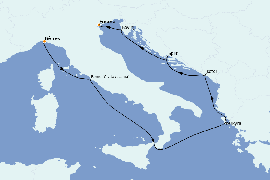 Itinéraire de la croisière Grèce & Adriatique 7 jours à bord du Explora I