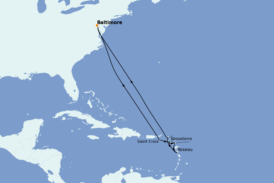 Itinerario del crucero Caribe del Este (Antillas) 12 días a bordo del Vision of the Seas