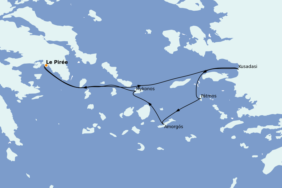Itinéraire de la croisière Grèce & Adriatique 7 jours à bord du Star Clipper