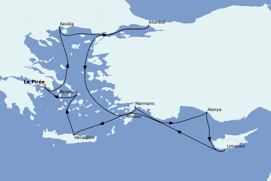 Itinéraire de la croisière Grèce & Adriatique 12 jours à bord du Seven Seas Navigator