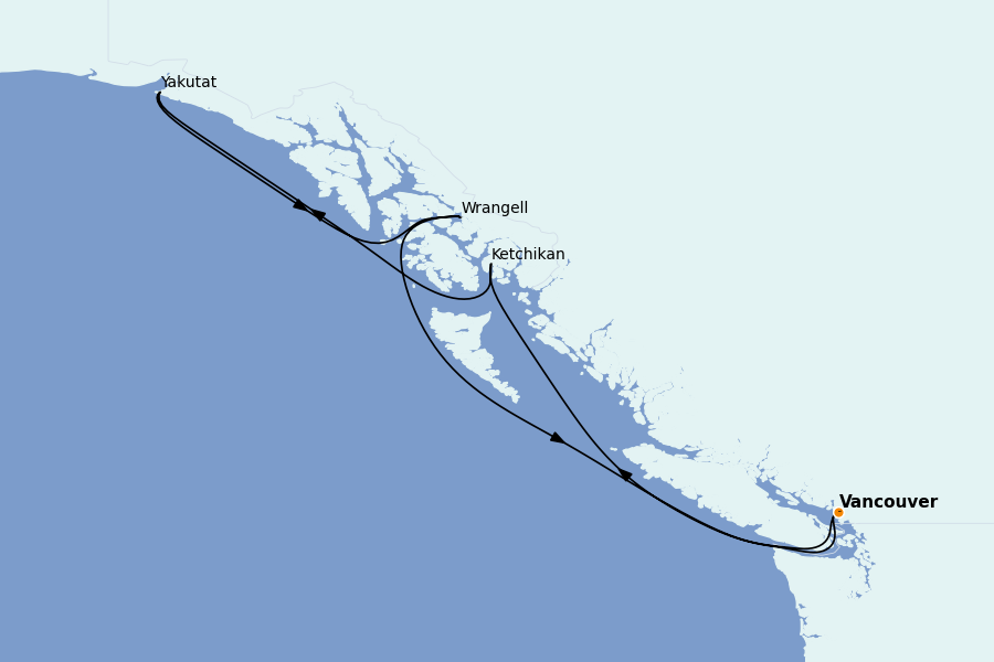 Itinéraire de la croisière Alaska 11 jours à bord du Explora III