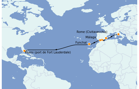 Itinéraire de la croisière Méditerranée 14 jours à bord du Ms Volendam