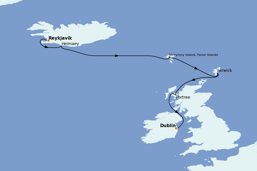 Itinéraire de la croisière Îles Britanniques 8 jours à bord du Le Lapérouse