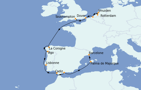 Itinéraire de la croisière Transatlantiques et Grands Voyages 2022 13 jours à bord du Costa Fortuna
