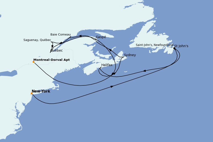 Itinéraire de la croisière Alaska, Canada et Glacières 10 jours à bord du Seven Seas Splendor