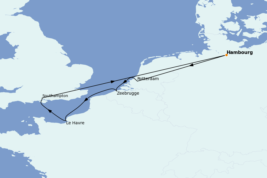 Itinerario del crucero Mar Báltico y Mar del Norte 7 días a bordo del MSC Preziosa