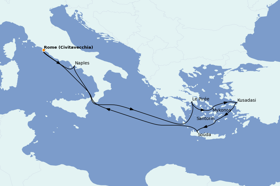 Itinéraire de la croisière Méditerranée Occidentale 9 jours à bord du Odyssey of the Seas