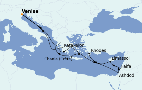 Itinéraire de la croisière Grèce & Adriatique 12 jours à bord du Ms Oosterdam