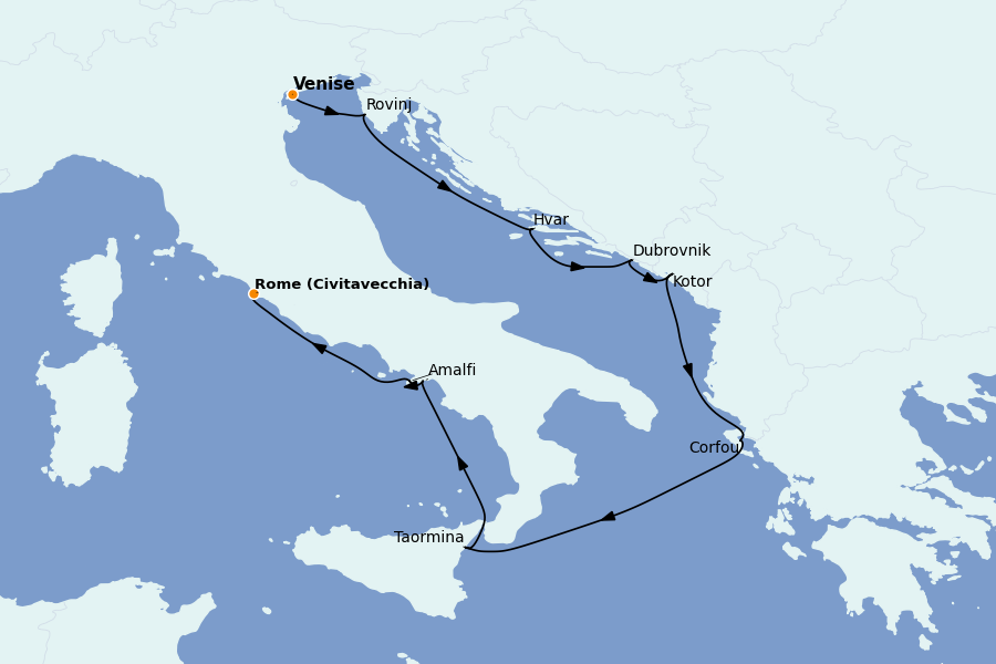 Itinéraire de la croisière Méditerranée Occidentale 11 jours à bord du Royal Clipper