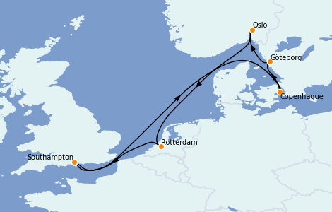 Itinéraire de la croisière Mer Baltique 10 jours à bord du Queen Victoria