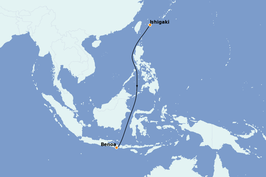 Itinéraire de la croisière Thaïlande, (Bali) Indonésie, Malaisie, Singapour, Vietnam, Birmanie, Philippines 10 jours à bord du Le Jacques Cartier