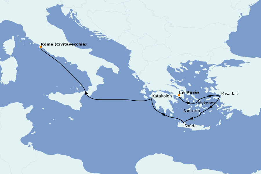 Itinerario del crucero Mediterráneo Occidental 7 días a bordo del Brilliance of the Seas