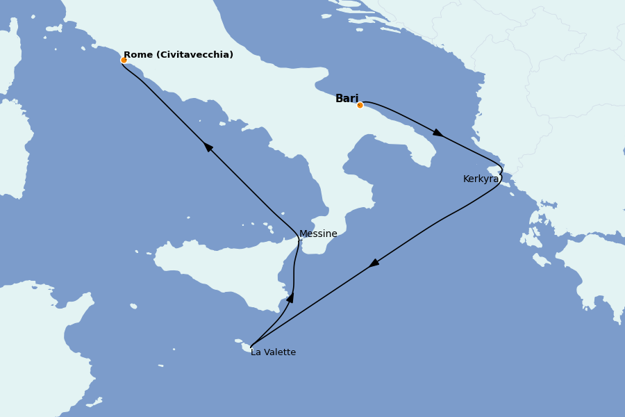Itinéraire de la croisière Méditerranée Occidentale 5 jours à bord du MSC Fantasia