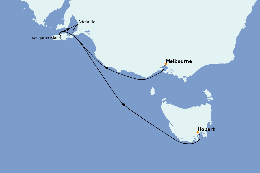 Itinéraire de la croisière Australie 2025 7 jours à bord du Silver Moon