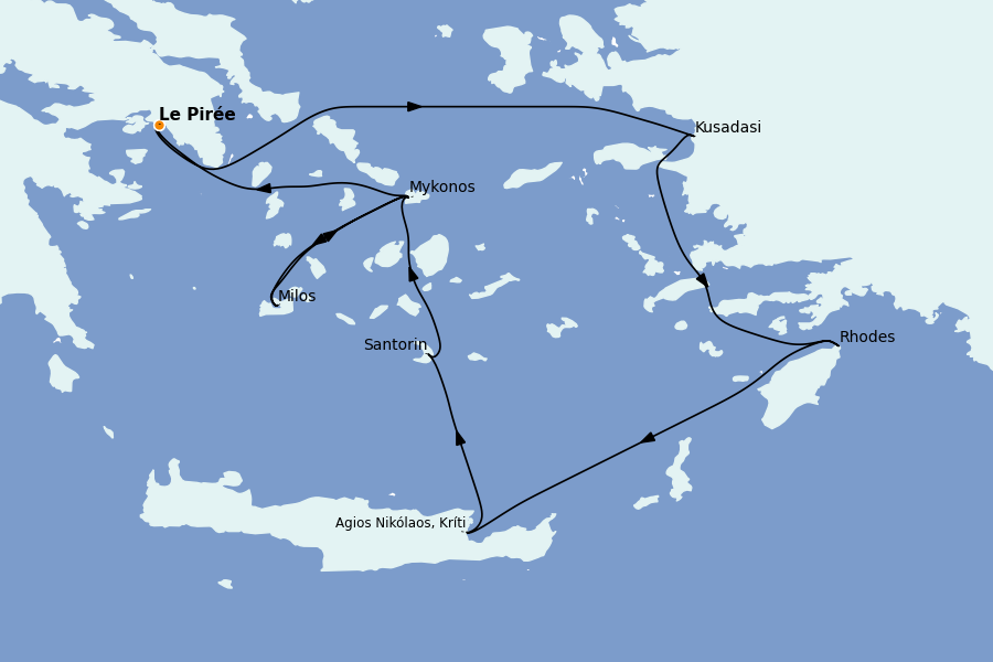 Itinéraire de la croisière Grèce & Adriatique 7 jours à bord du Celestyal Journey