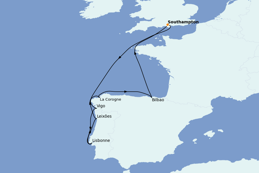 Itinerario del crucero Mediterráneo Occidental 8 días a bordo del Celebrity Apex