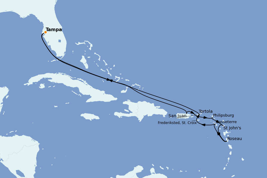 Itinerario del crucero Caribe del Este (Antillas) 15 días a bordo del Insignia