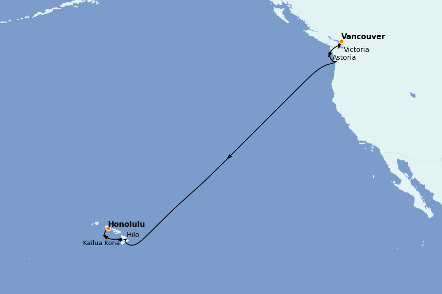 Itinéraire de la croisière Hawaii 12 jours à bord du Celebrity Edge