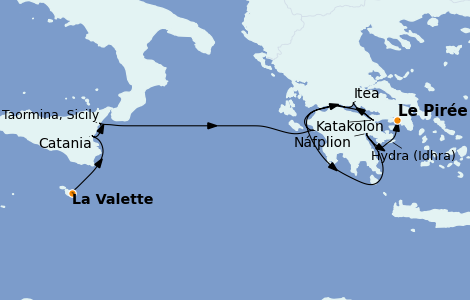 Itinéraire de la croisière Grèce & Adriatique 7 jours à bord du Le Bougainville