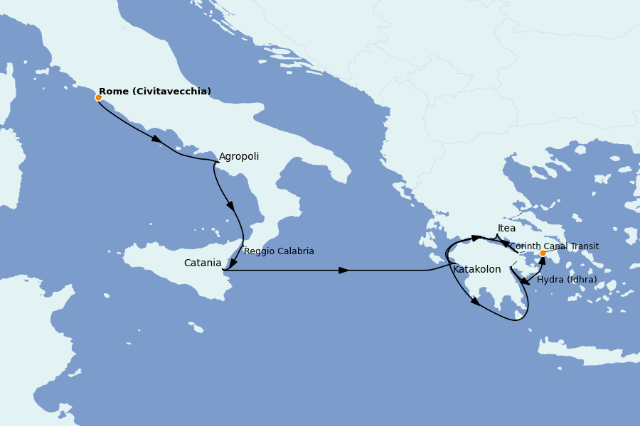 Itinéraire de la croisière Méditerranée Occidentale 8 jours à bord du Le Lapérouse