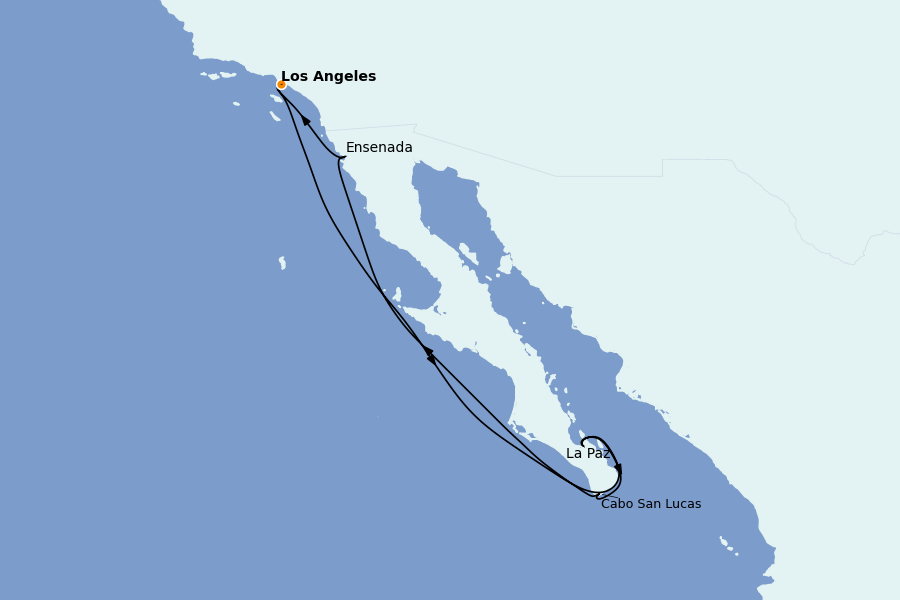 Itinéraire de la croisière Riviera Mexicaine 7 jours à bord du Emerald Princess