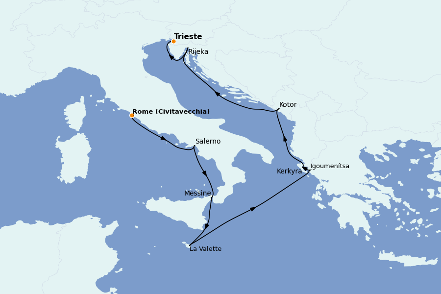 Itinéraire de la croisière Méditerranée Occidentale 10 jours à bord du Seven Seas Splendor
