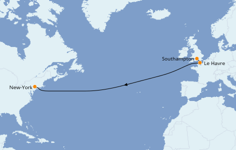 Itinéraire de la croisière Îles Britanniques 8 jours à bord du Queen Mary 2