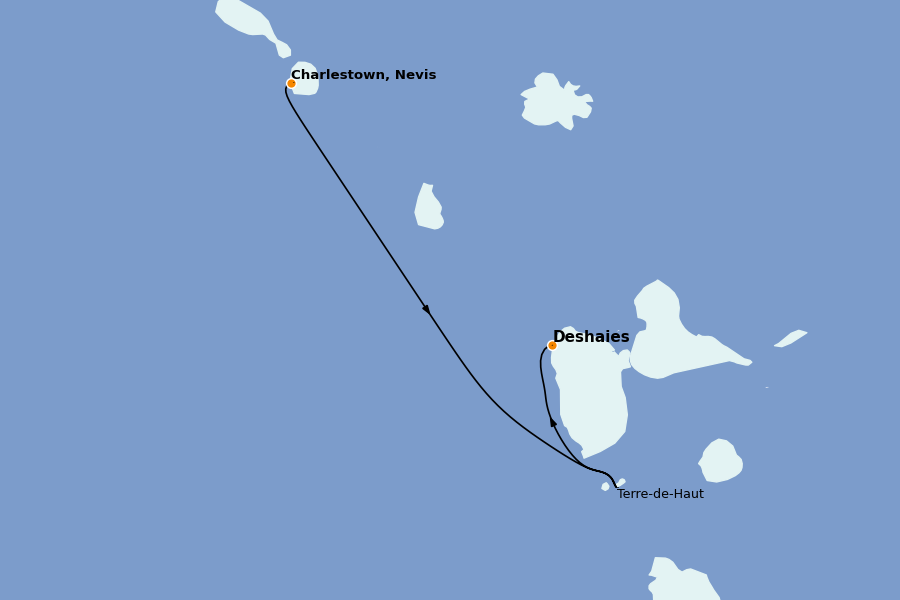 Itinéraire de la croisière Caraïbes de l'Est 7 jours à bord du Star Flyer
