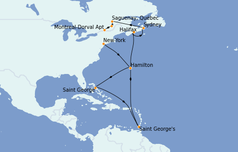 Itinéraire de la croisière Canada 11 jours à bord du Insignia
