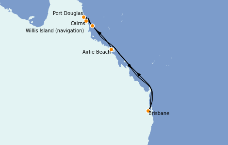Itinéraire de la croisière Australie 2024 7 jours à bord du Coral Princess