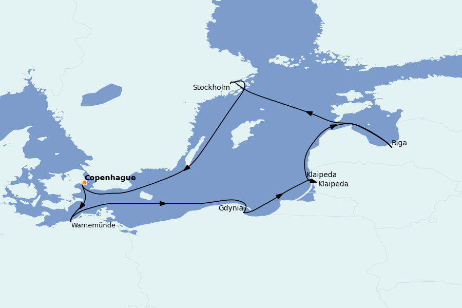 Itinéraire de la croisière Mer Baltique - Russie - Mer du Nord 7 jours à bord du MSC Magnifica