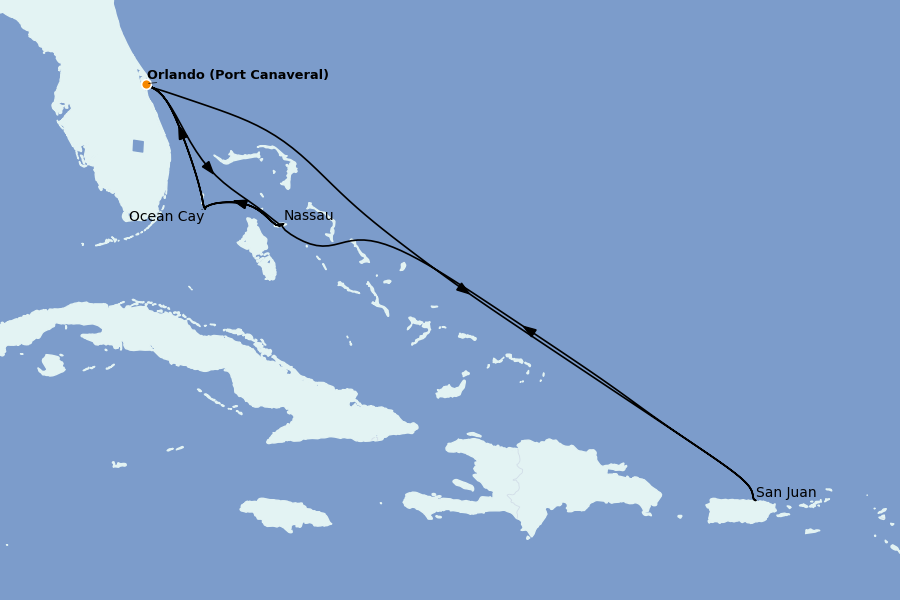 Itinéraire de la croisière Caraïbes de l'Est (Antilles) 11 jours à bord du MSC Seashore