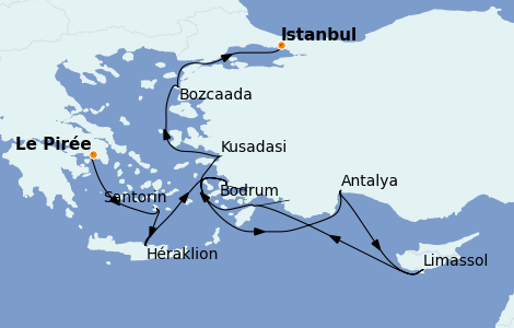 Itinéraire de la croisière Grèce & Adriatique 10 jours à bord du Vista