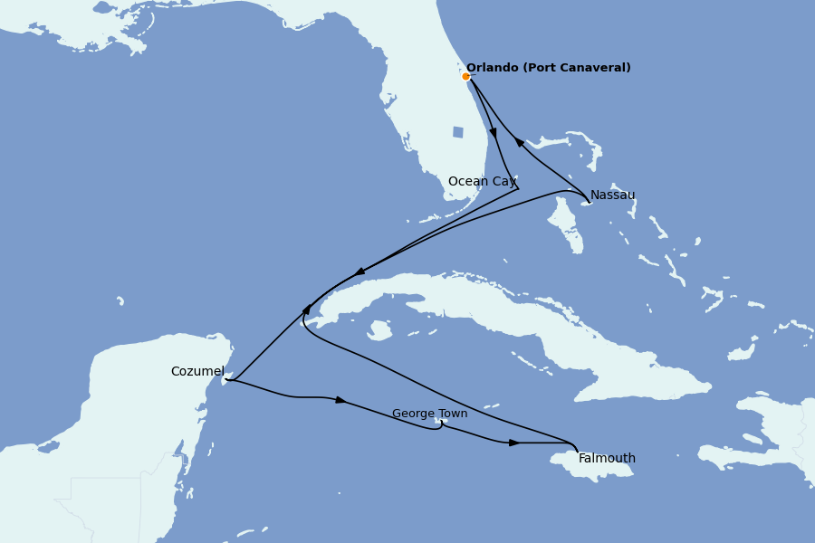 Itinéraire de la croisière Bahamas 8 jours à bord du MSC Grandiosa